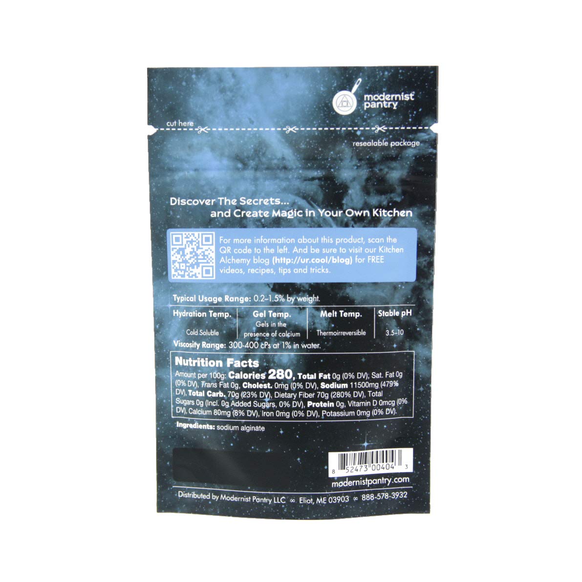 Modernist Pantry texture swirl of alginate gel showing smooth elasticity benefit