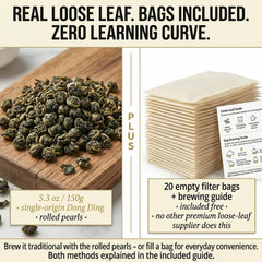 MODERNOIKOS oversized natural empty tea bag filled with loose leaves for convenience