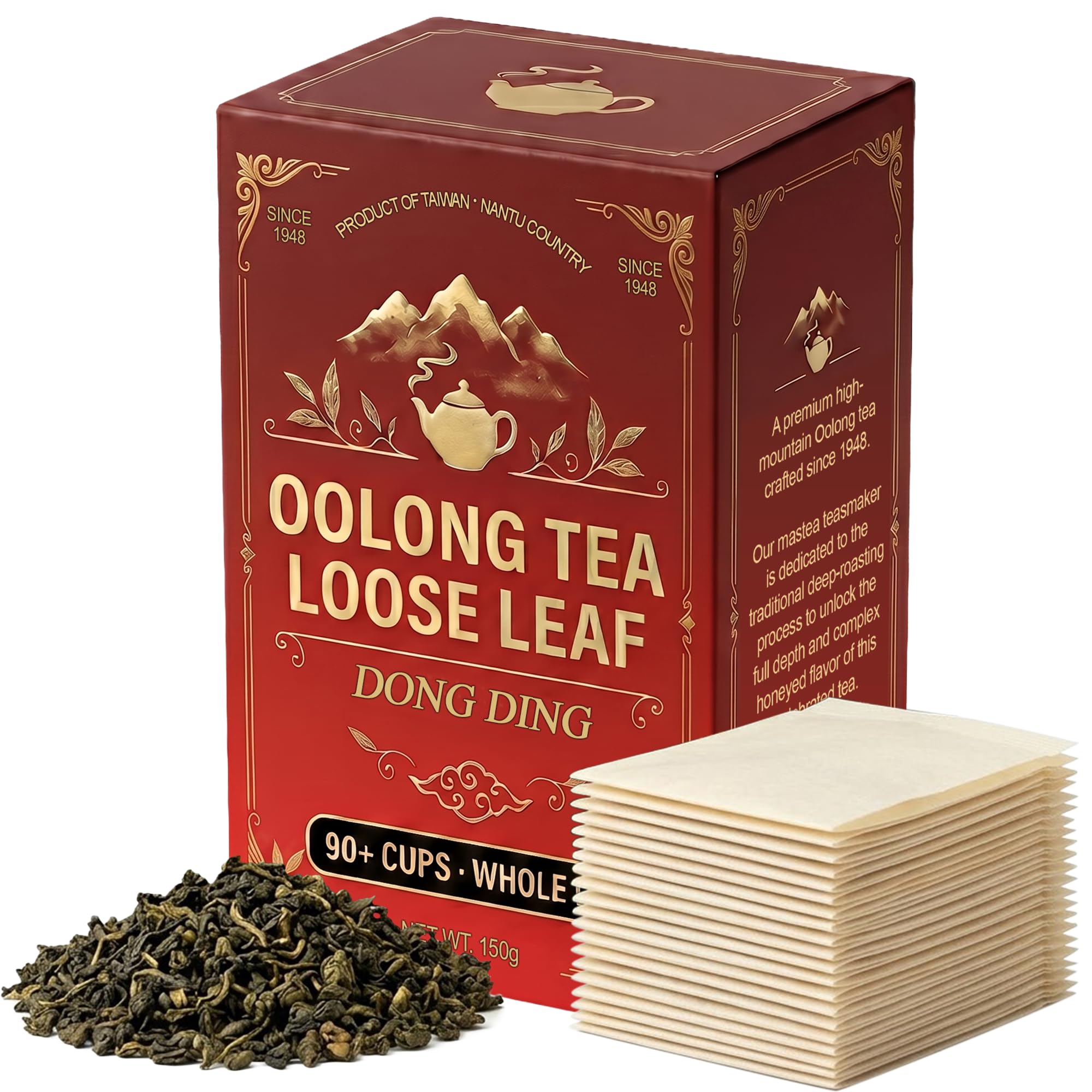 MODERNOIKOS front packaging showing 150g roasted Dong Ding tea, clear provenance