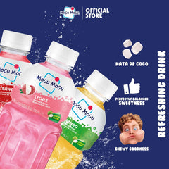 Mogu Mogu bottle close-up exposing nata de coco texture and chewable benefit