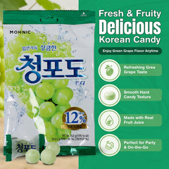 MOHNIC individually wrapped green grape candy piece ready for hygienic sharing and travel convenience