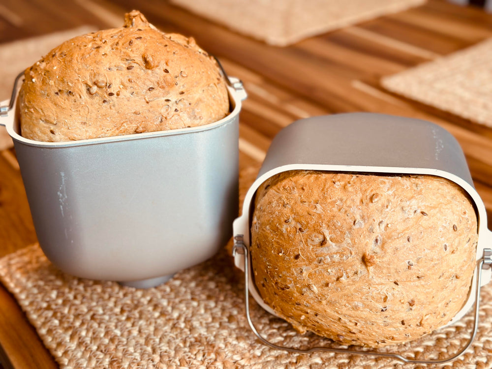 Molibake fresh bread from a bread machine demonstrating easy use