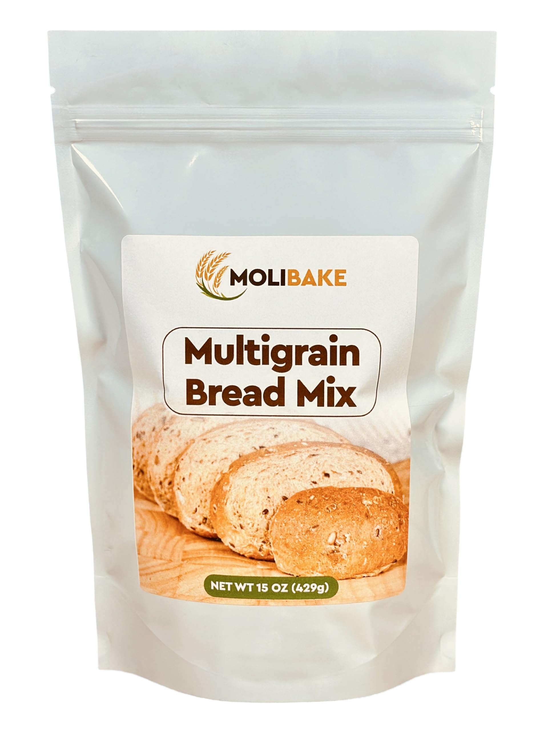 Molibake front packaging showing multigrain mix and benefits