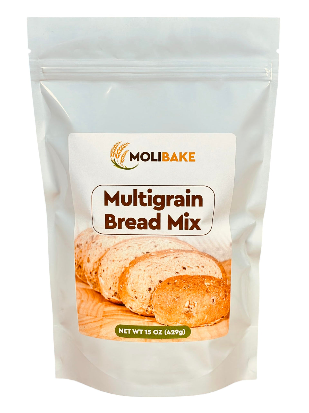 Molibake front packaging showing multigrain mix and benefits