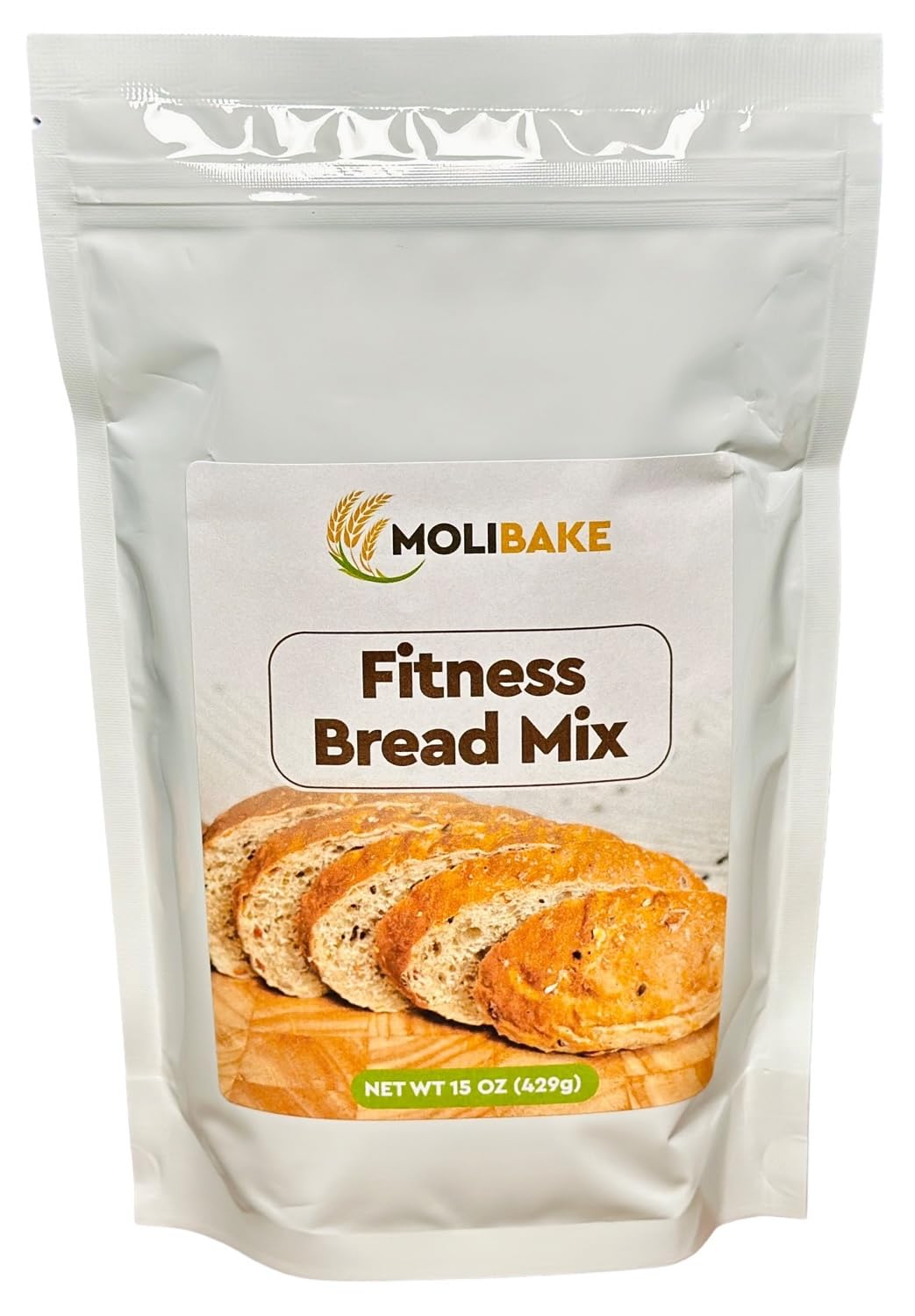 Molibake front packaging showing wholesome whole-grain mix and benefits