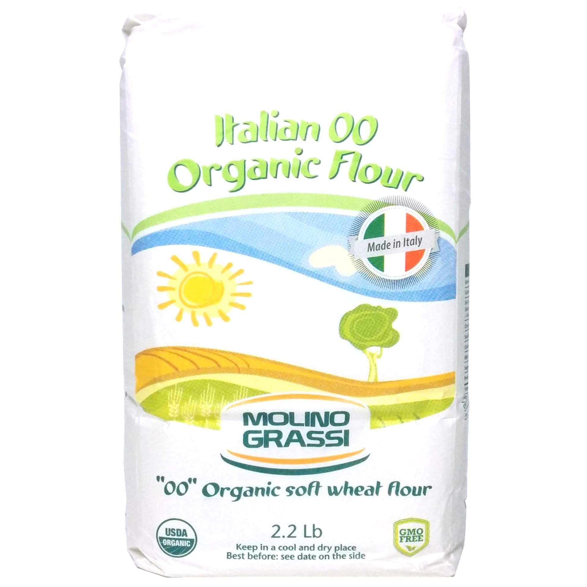 Molino Grassi front packaging showing organic 00 flour for tender baking