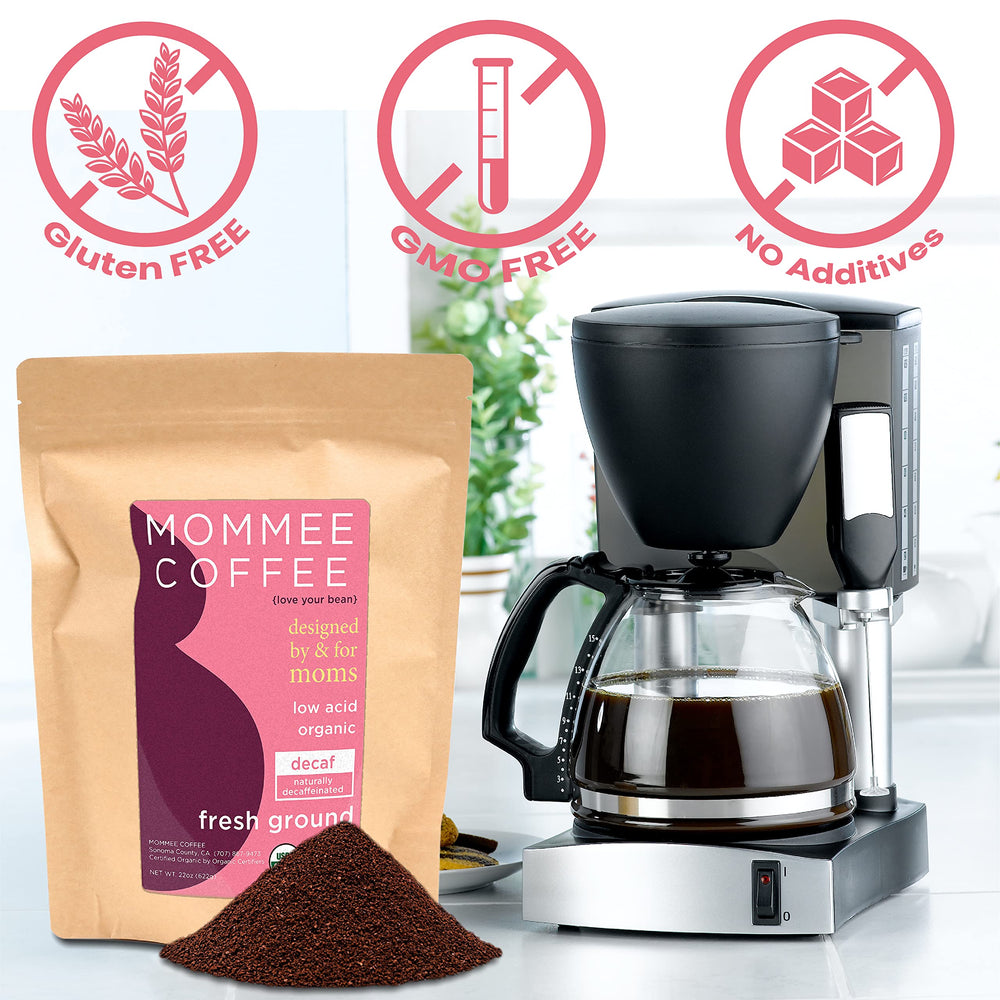 Mommee Coffee poured into cup, showing rich color and appealing aroma