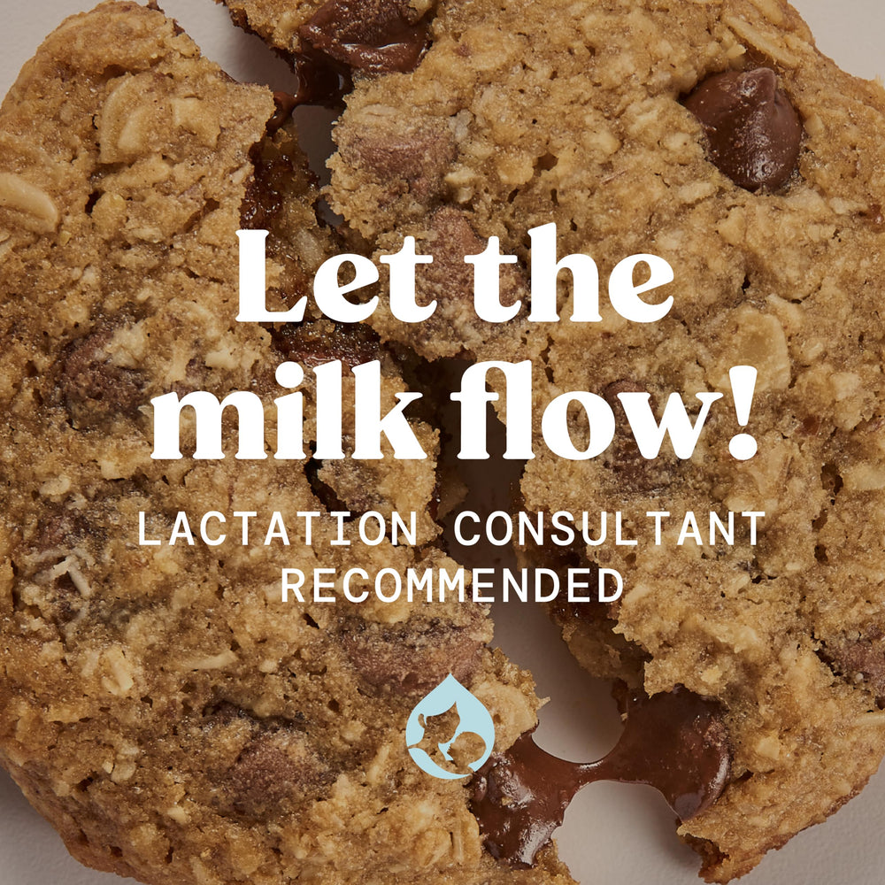 Mommy Knows Best cookie held in hand showing serving size and portable breastfeeding snack