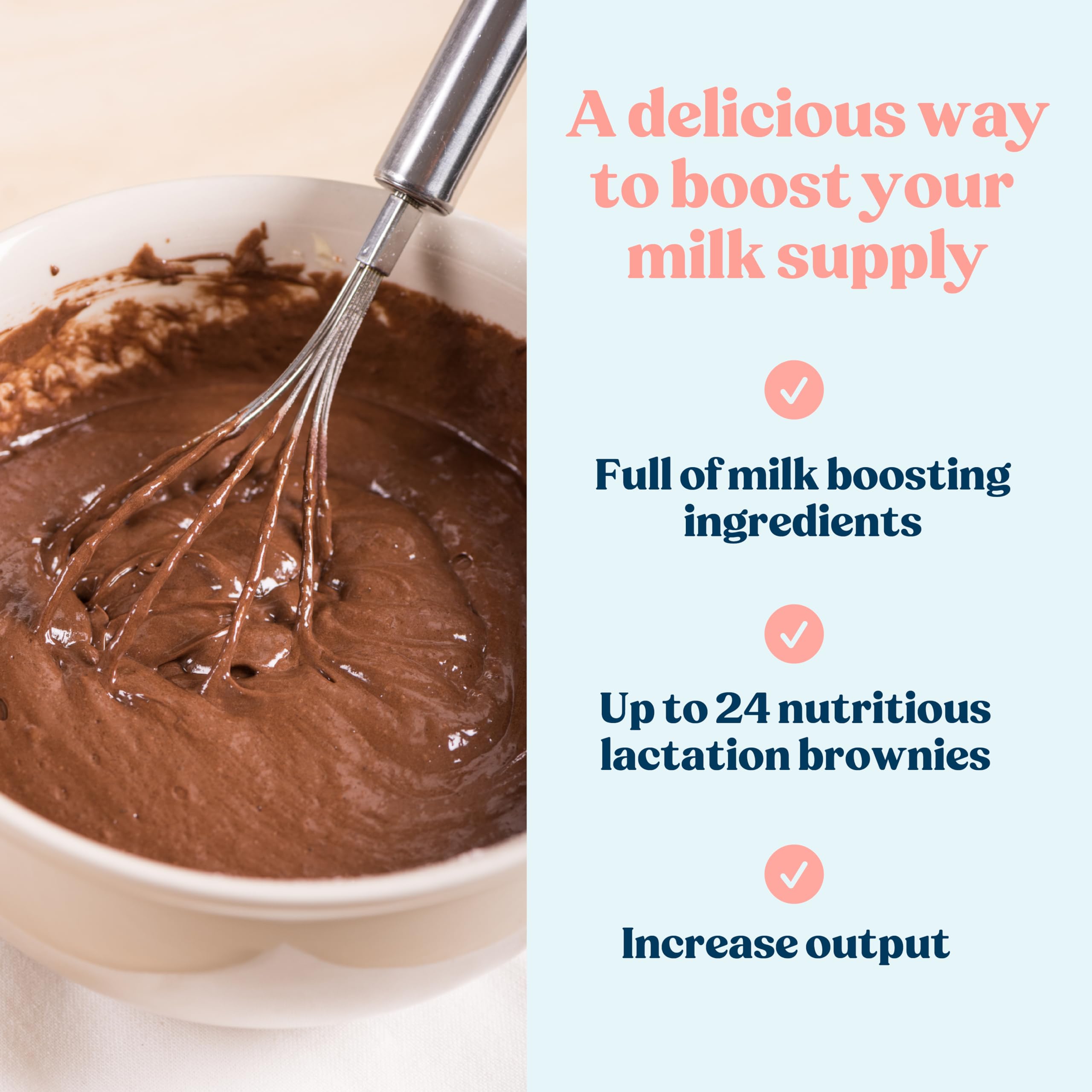 Pouring ingredients into bowl with Mommy Knows Best mix, highlighting pre-measured lactation blend