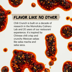 close-up of black truffle pieces in chili crunch, Momofuku truffle aroma visible