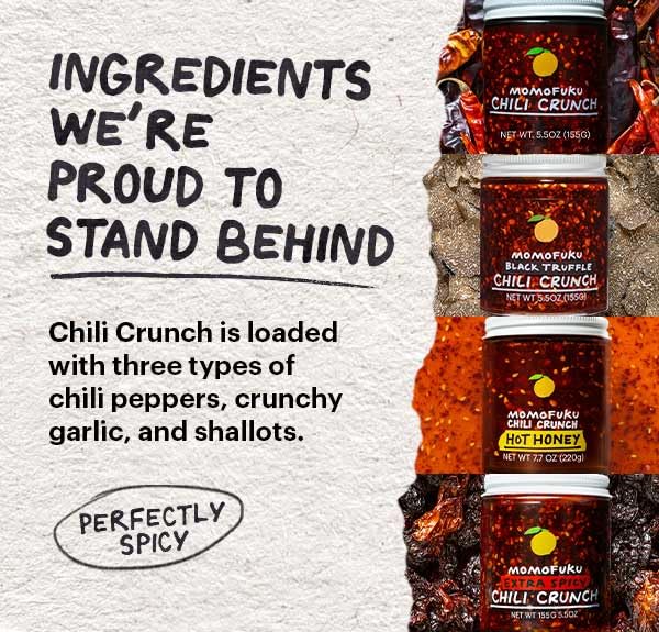 slice of toast topped with Momofuku chili crunch, enhances simple breakfasts