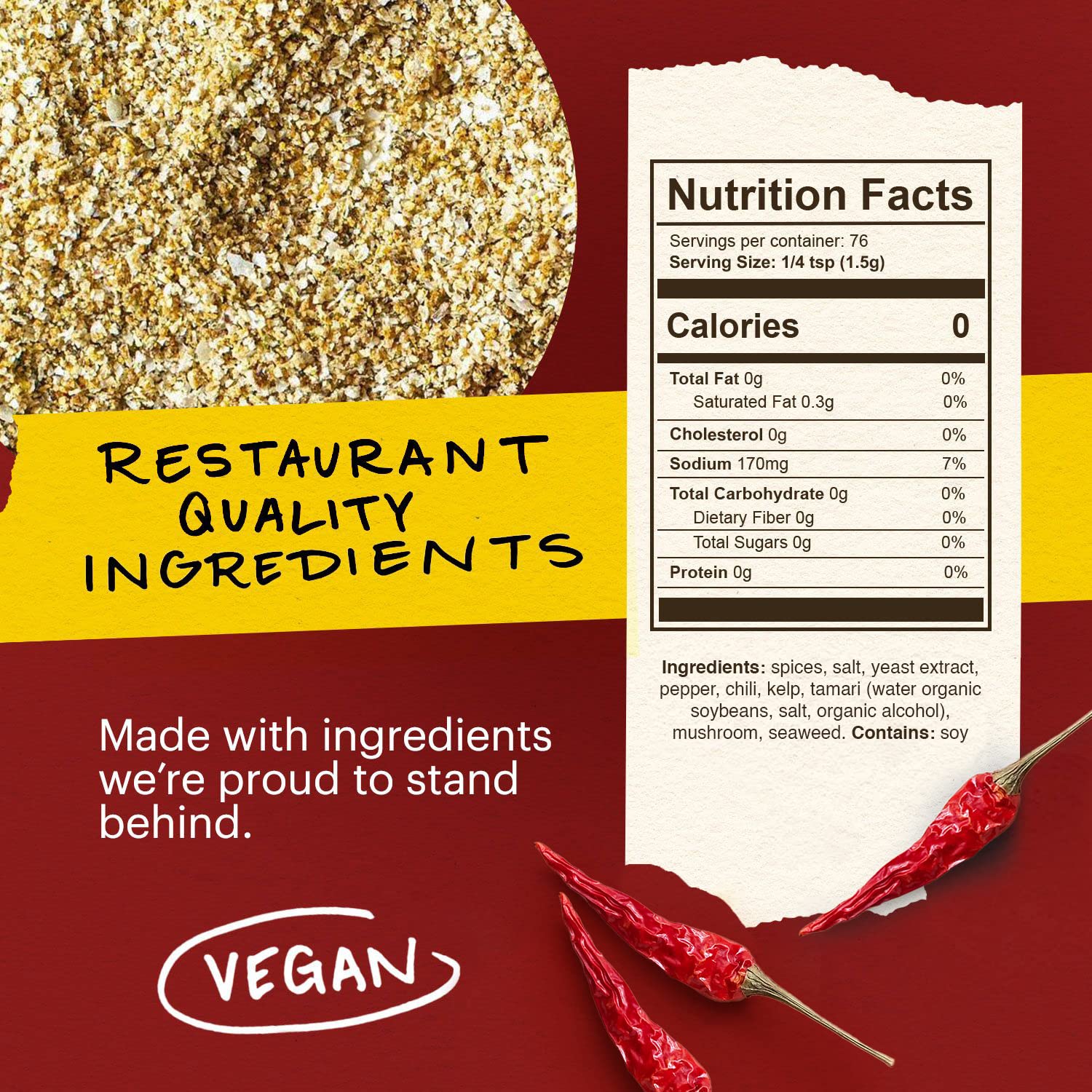 Close-up of Momofuku seasoning texture, reveals umami-rich granules for bold flavor