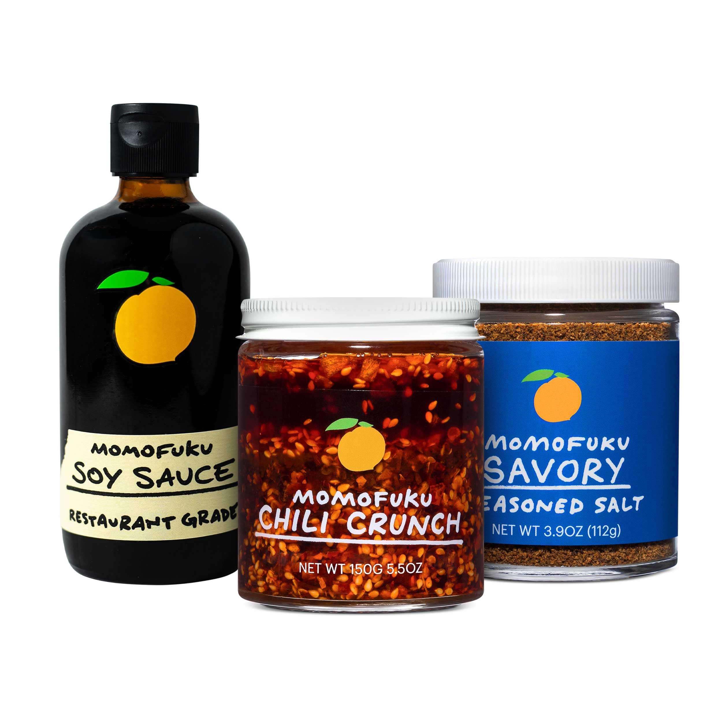 Momofuku front packaging trio showing all three products and easy flavor boosts
