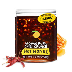 Momofuku jar front view showing label and size, showcasing a premium condiment