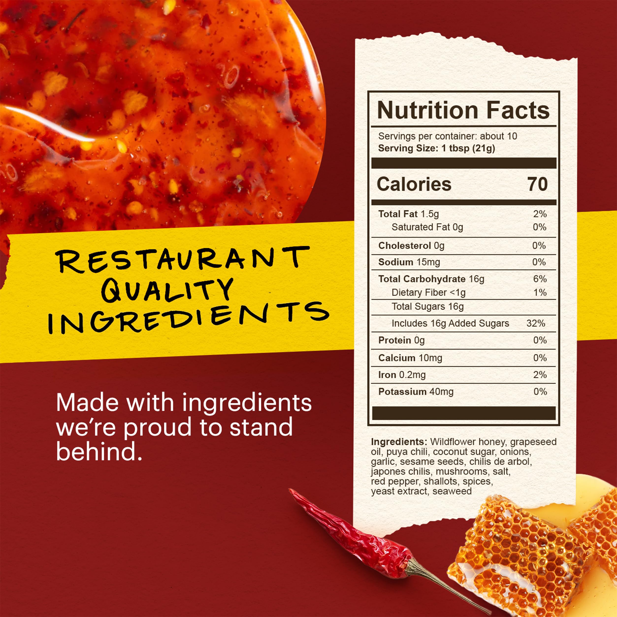 Close-up of Momofuku label and cooking credit, highlighting quality branding