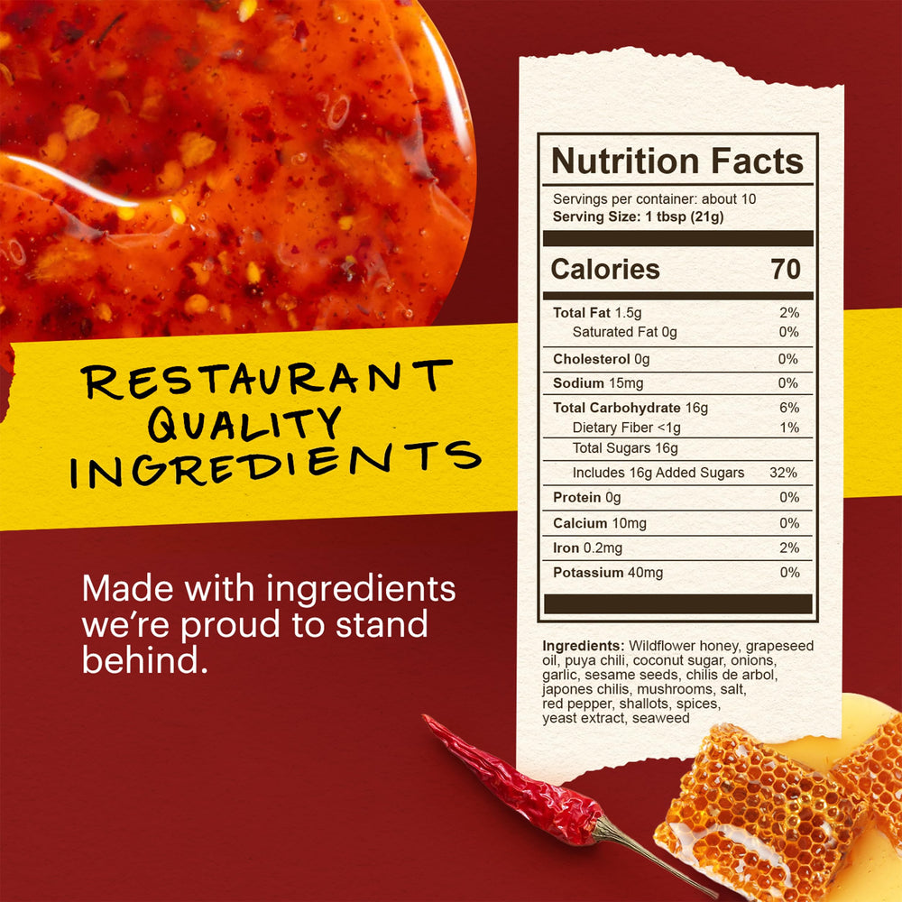 Close-up of Momofuku label and cooking credit, highlighting quality branding