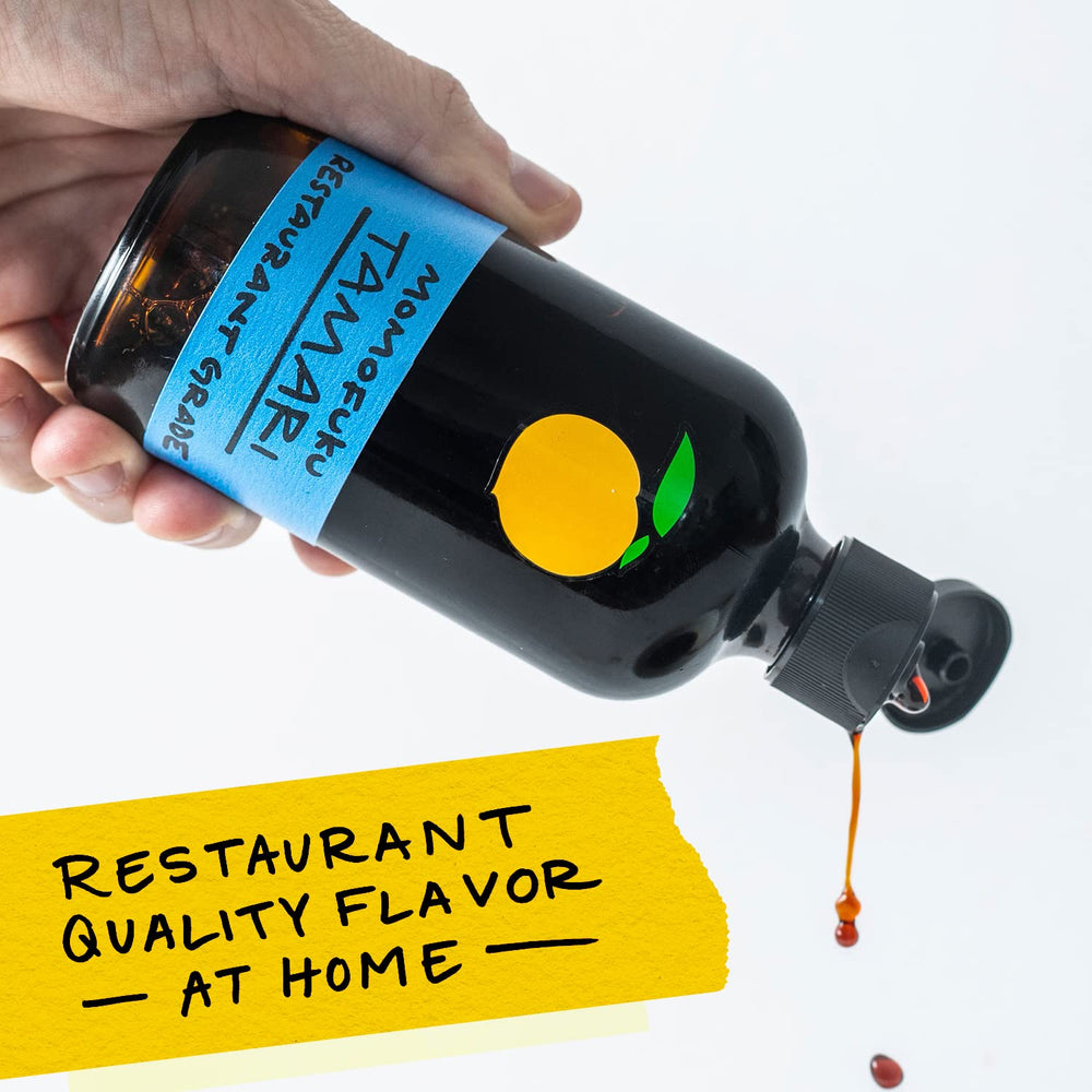 Momofuku tamari in a kitchen setting suggesting chef-quality home cooking