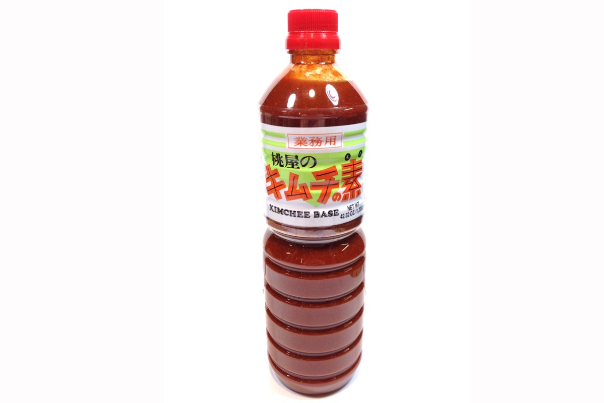 Momoya bottle front view showing kimuchi base for easy flavorful kimchi