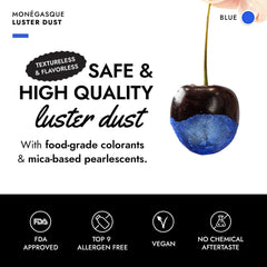 MONÉGASQUE blue fine powder close-up highlighting smooth texture and blendability