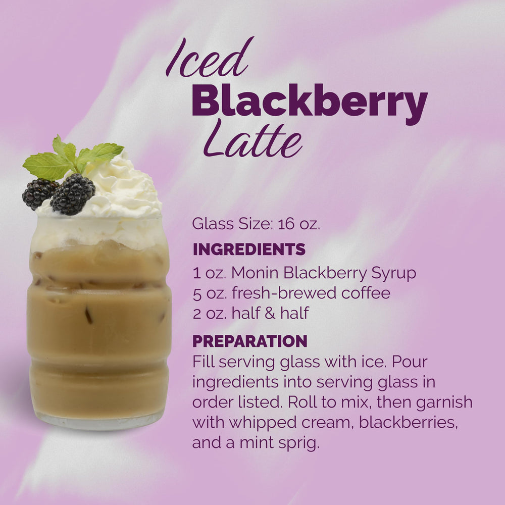 Monin blackberry syrup served in a lemonade, showcasing refreshing berry enhancement