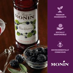 Monin blackberry syrup texture close-up showing smooth consistency for easy mixing