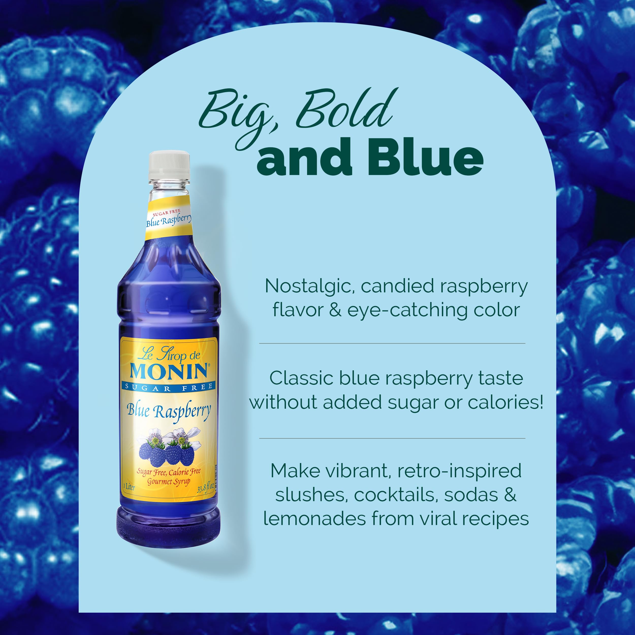 Blue raspberry slush made with Monin syrup showcasing vivid color and refreshment
