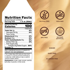 Monin coconut bottle top label close-up highlighting brand and clean-label certification benefits