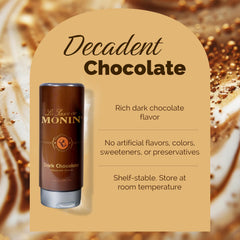 Iced mocha topped with Monin sauce, brand enhancing coffee with rich chocolate flavor