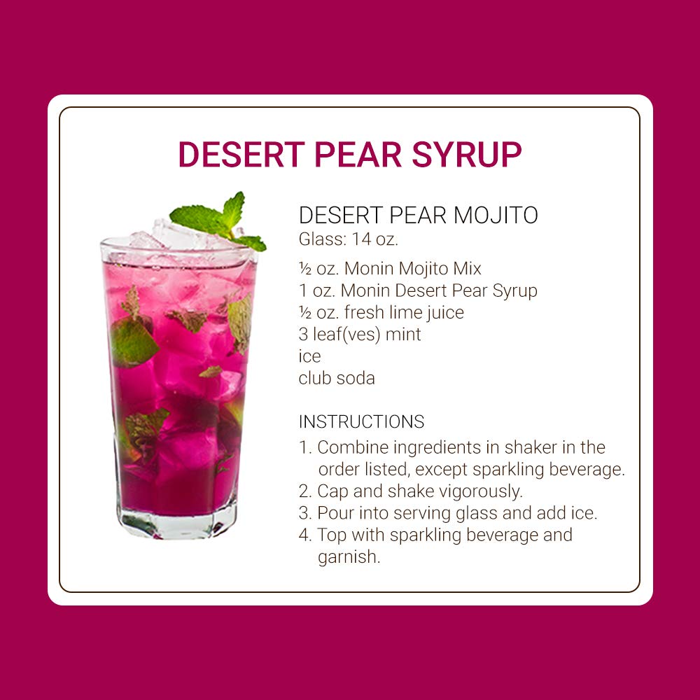 Top-down cocktail with Monin Desert Pear garnish illustrating layered flavors