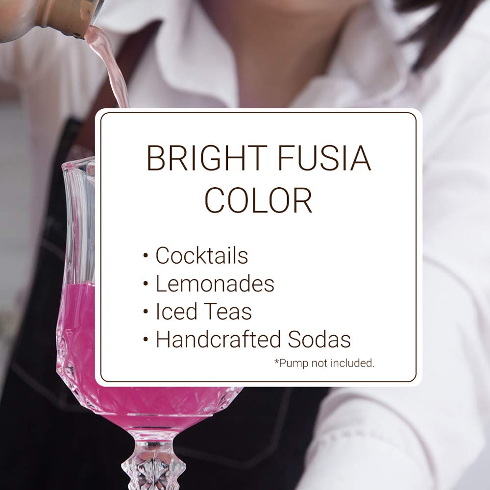 Iced lemonade made with Monin Desert Pear syrup showing bright fuchsia color