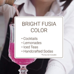 Iced lemonade made with Monin Desert Pear syrup showing bright fuchsia color