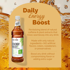 Close-up of Monin Energy Boost texture and clarity highlighting clean ingredients