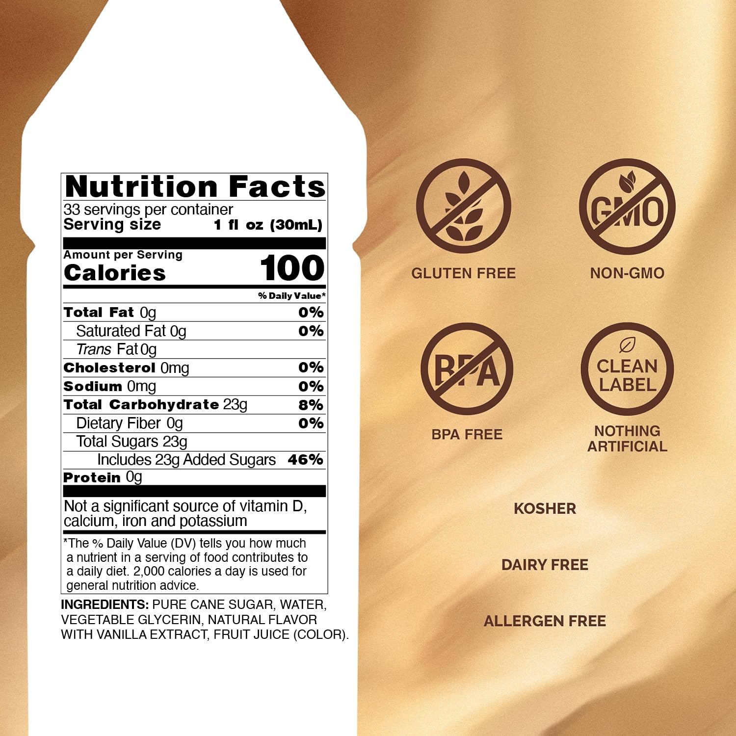 Monin BPA-free pump and cap detail offering clean dispensing and portion control benefit