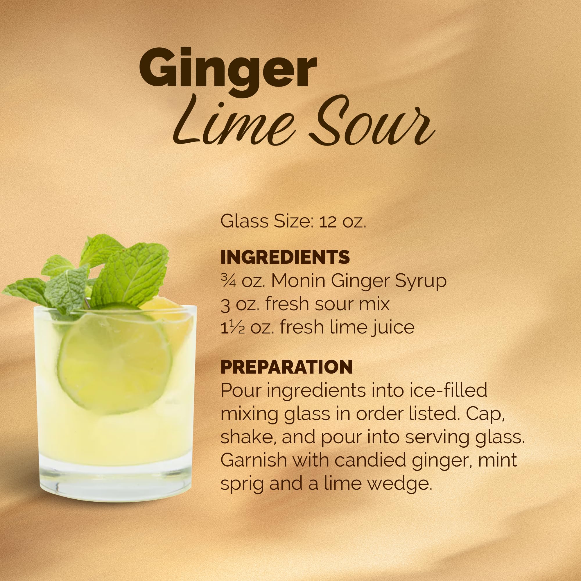 Monin ginger syrup beside measuring cup showing 1L size for cost control