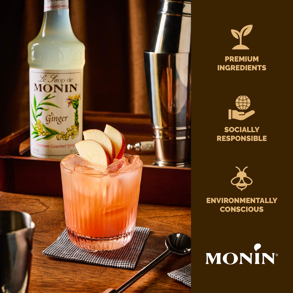 Monin ginger syrup added to latte showing warm spice enhancement