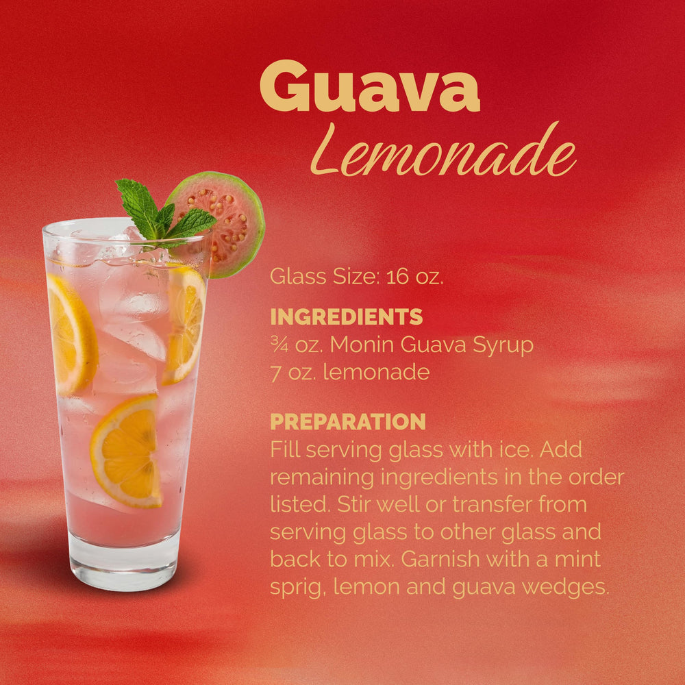 Monin guava label and ingredients view showing brand clarity and clean ingredient benefit