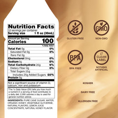 Monin honey syrup close-up texture on spoon highlighting smooth pourability