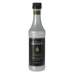 Monin jalapeño 375ml bottle front view shows clear label and authentic flavor