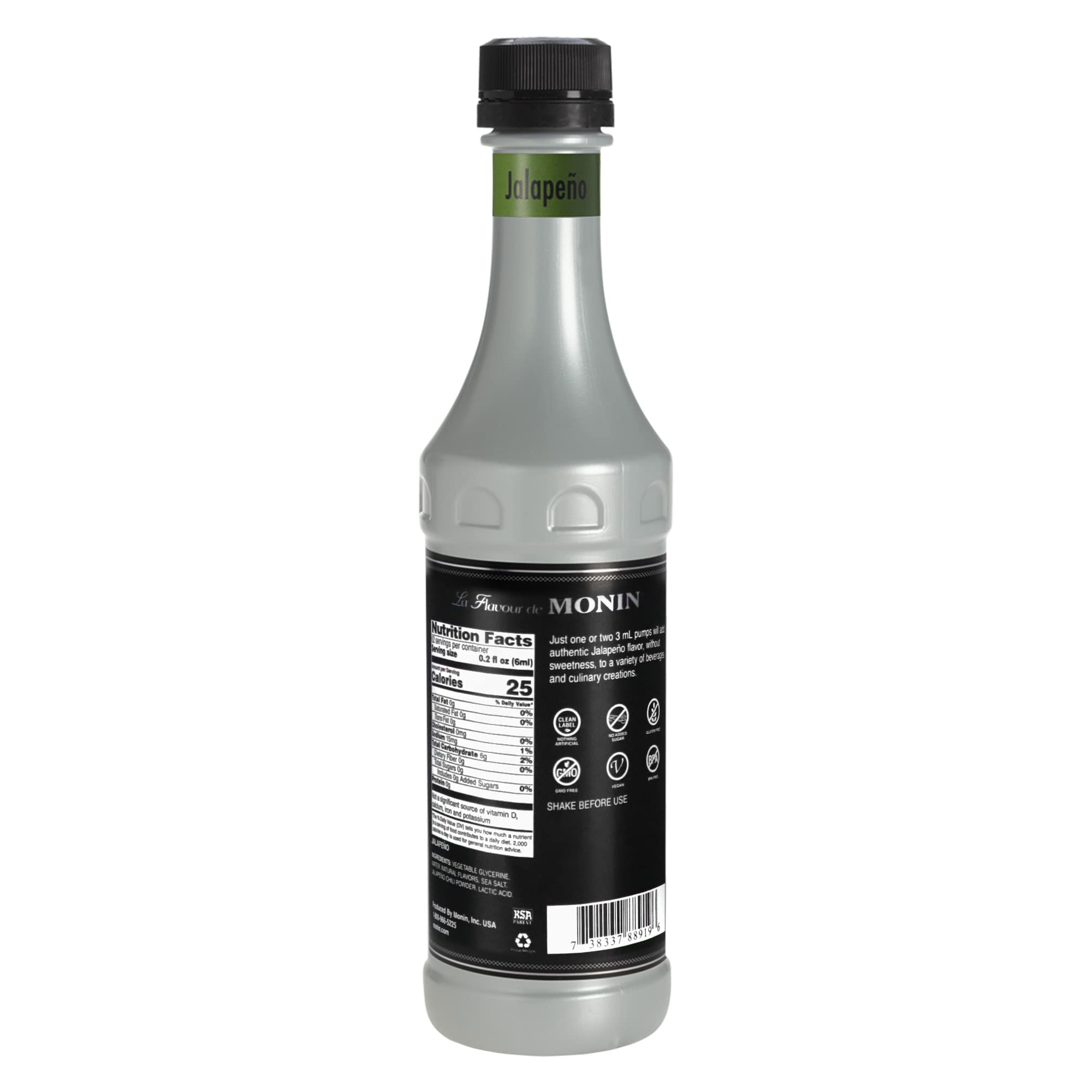 Monin jalapeño concentrate poured into cocktail glass adds spicy kick