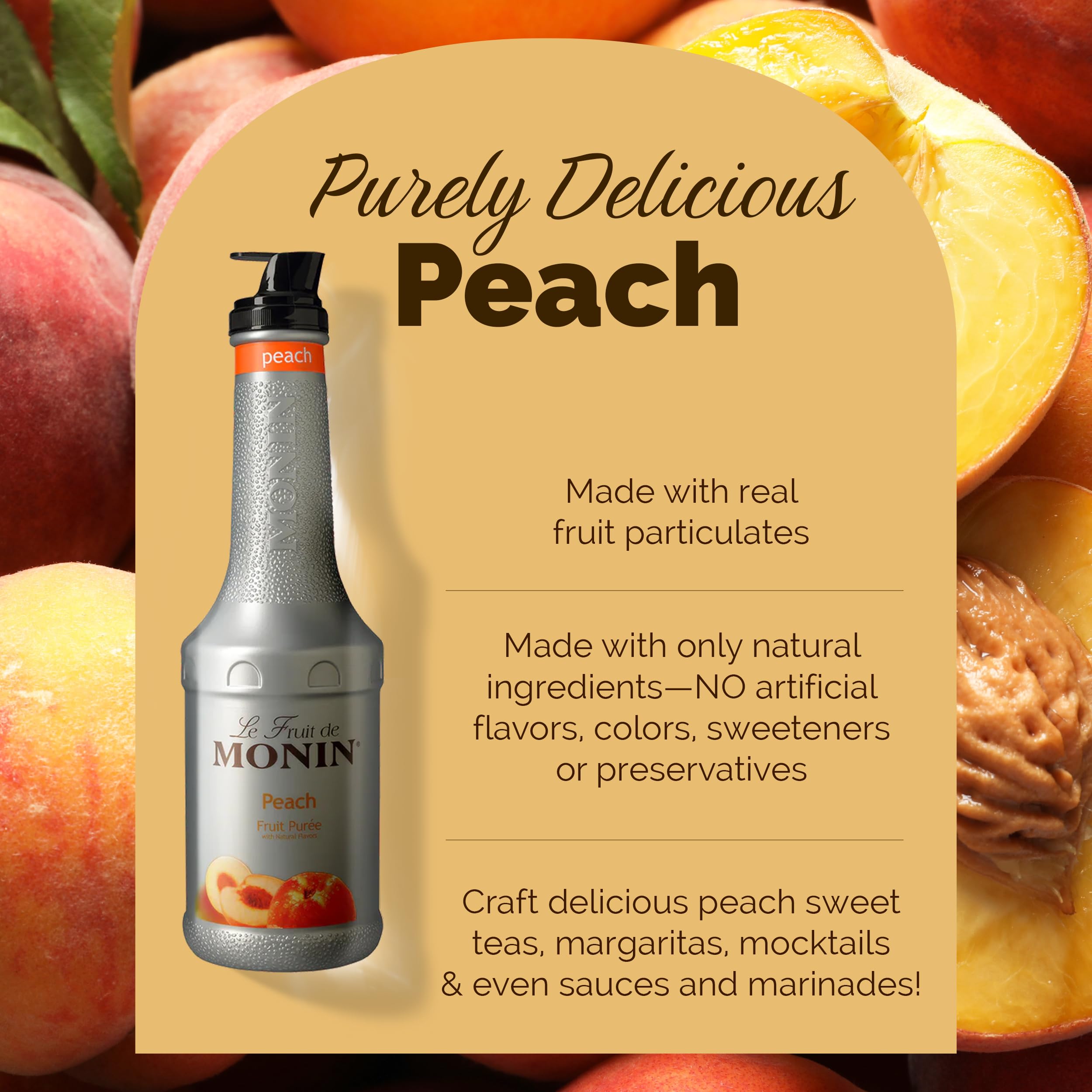 Monin peach purée texture close-up showing rich fruit body and silky consistency
