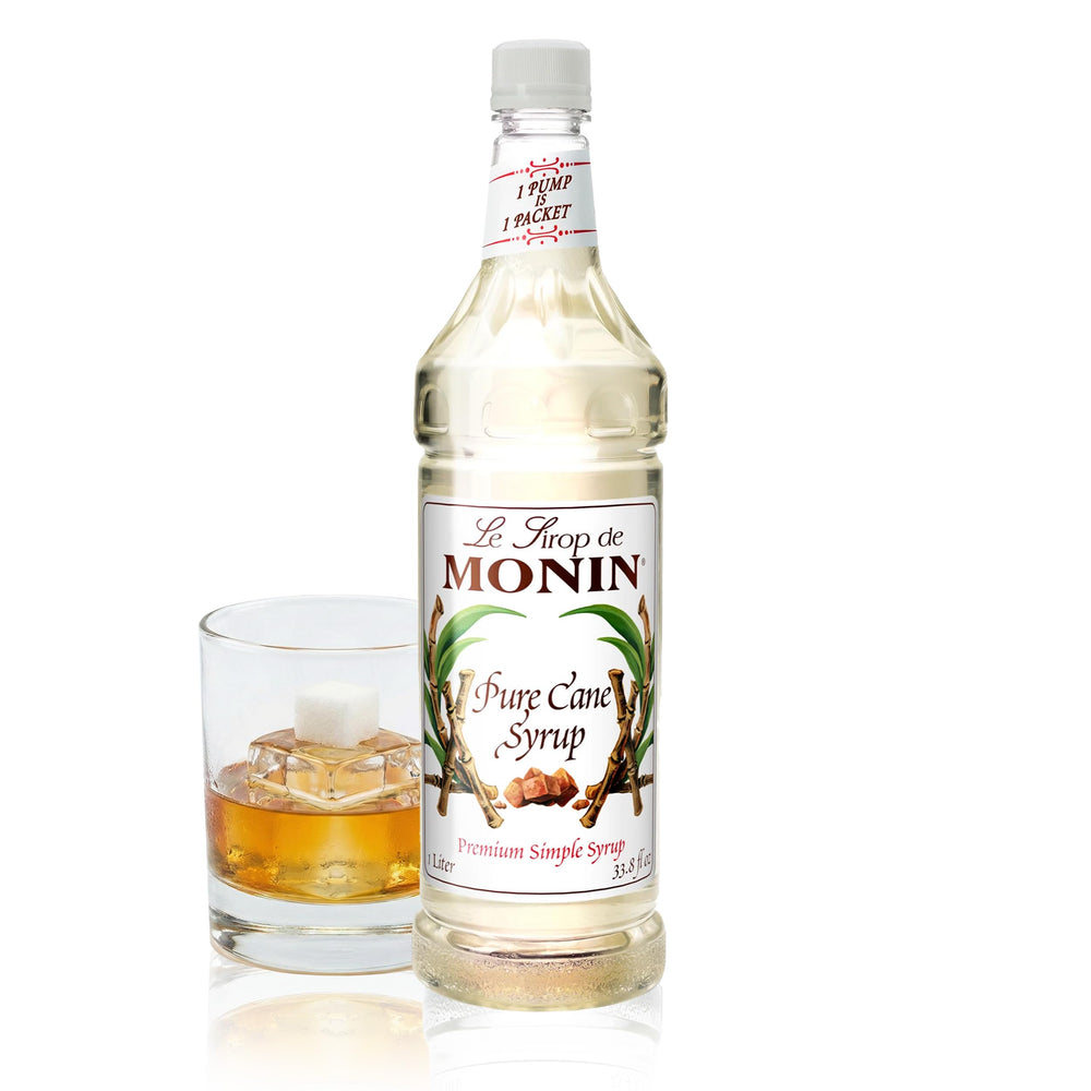 Monin bottle front packaging showing clean label and 1L size benefit