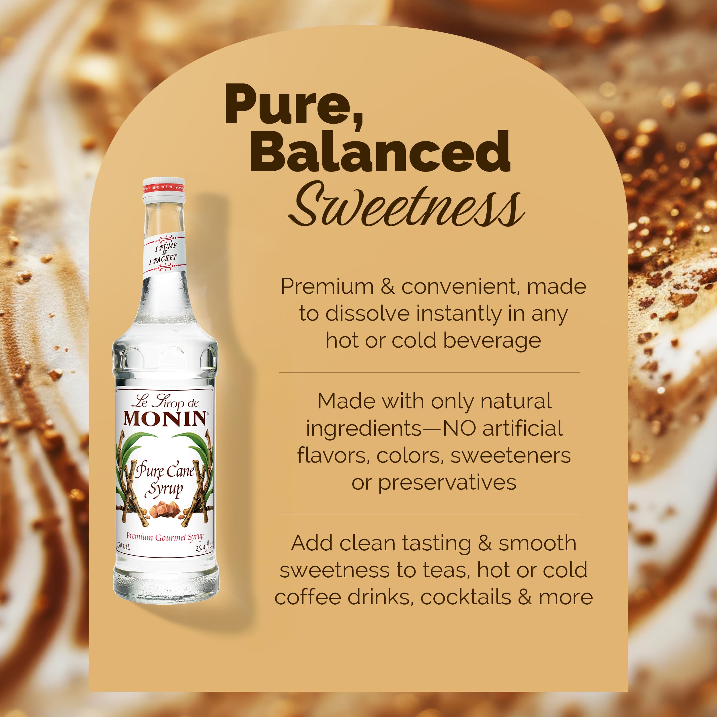 Monin used in iced coffee demonstrating even sweetness without residue