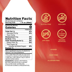 Monin raspberry bottle close-up texture highlighting syrup clarity and consistency