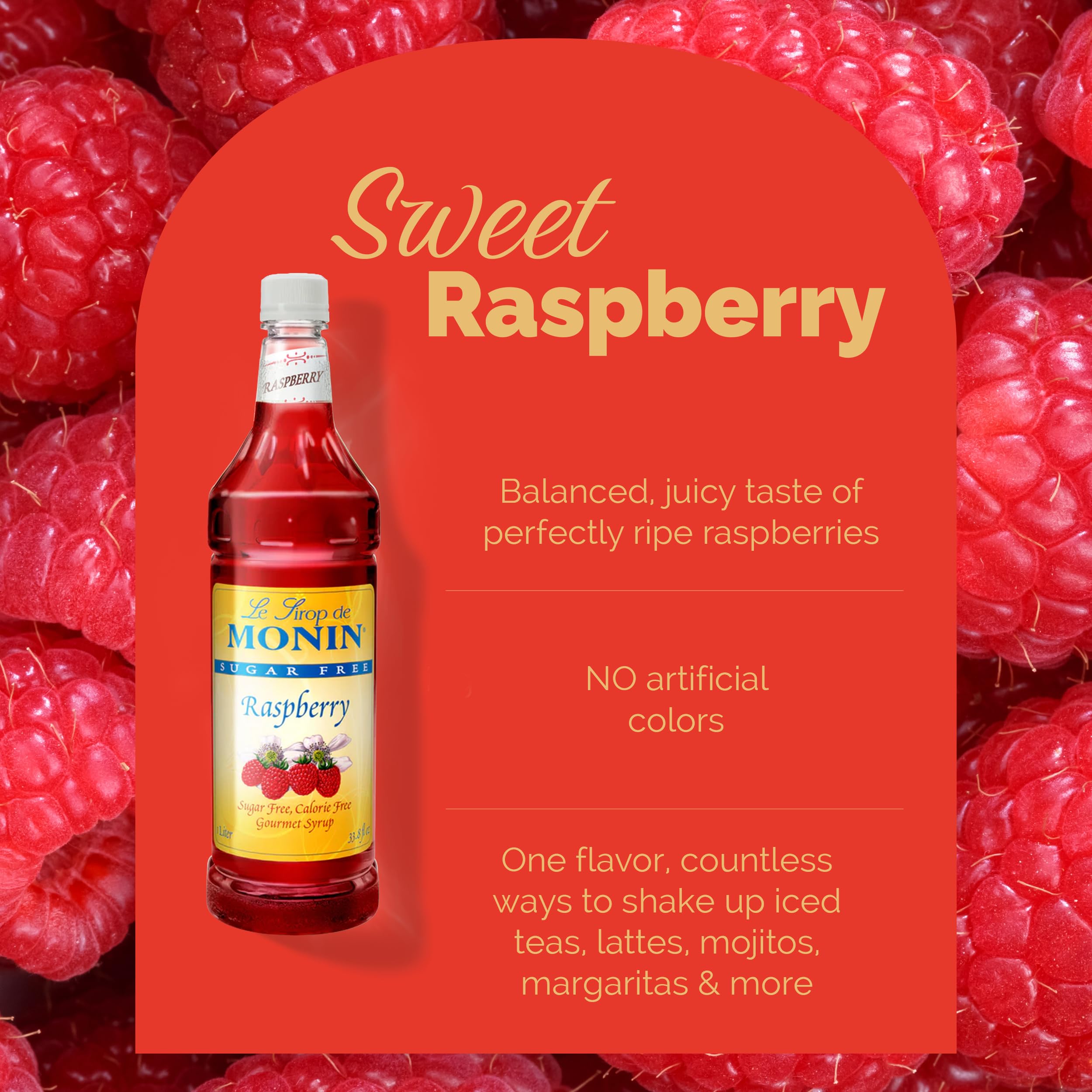 Monin raspberry syrup in cocktail glass demonstrating vibrant color and mixability