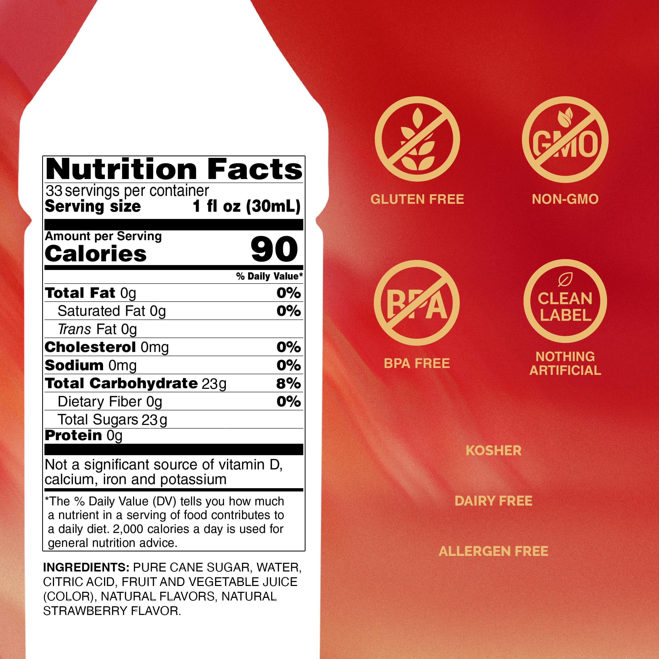 Monin syrup pouring into a glass demonstrating easy-pour and consistent mixability
