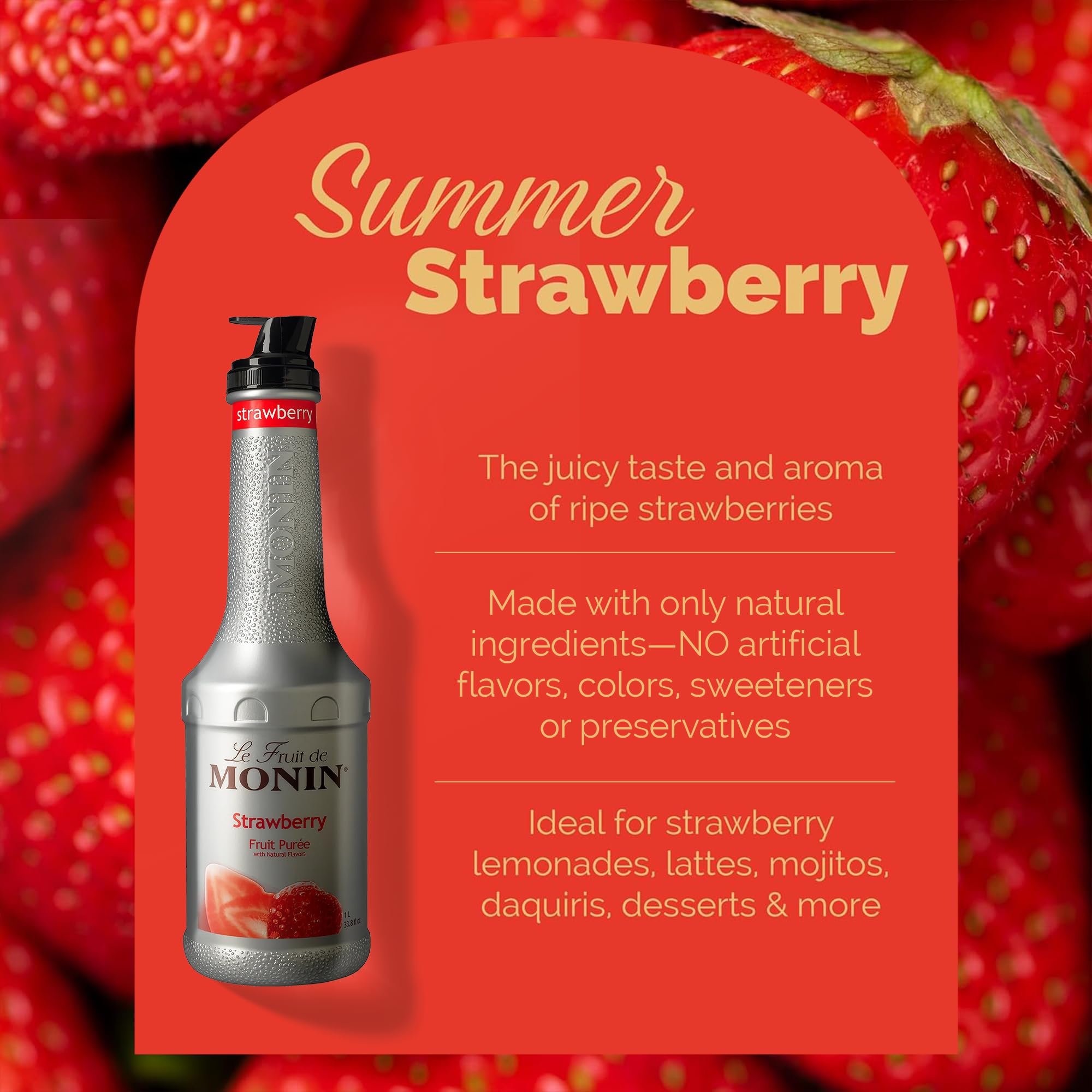 Monin strawberry purée in a strawberry smoothie demonstrating fruity richness