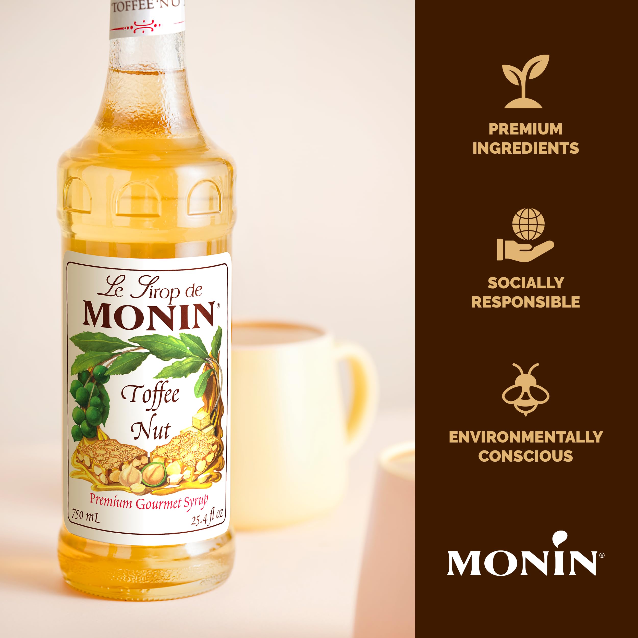 Monin toffee nut in iced coffee shows creamy flavor boost in cold drinks