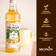 Monin toffee nut in iced coffee shows creamy flavor boost in cold drinks