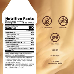 Monin toffee nut label closeup highlights ingredients and certifications