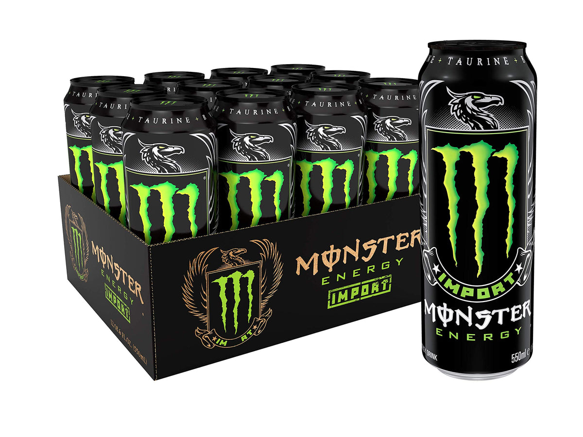 Monster front packaging showing 18.6 oz resealable can and bold logo benefit convenience